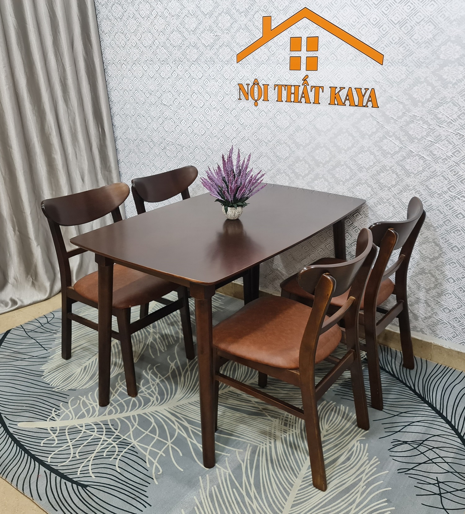 Set Bàn Ăn 4 Ghế Lunar (Nâu) BAK-492