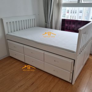 Giường Hộp 2 Tầng Xuất Khẩu GT092 (1m-1m) -Trắng