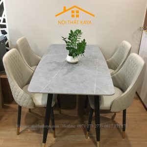 Bộ Bàn Mặt Đá Ceramic Chân Neva - 4 Ghế Nhập Khẩu KY-GH28