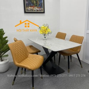 Bộ Bàn Mặt Đá Ceramic Chân X - 4 Ghế Nhập Khẩu KY-GH23