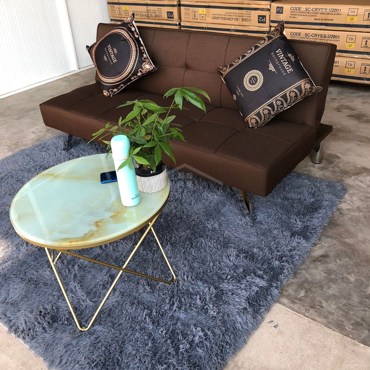 Sofa bed không tay kích thước 170×90 SFB04 màu nâu 1