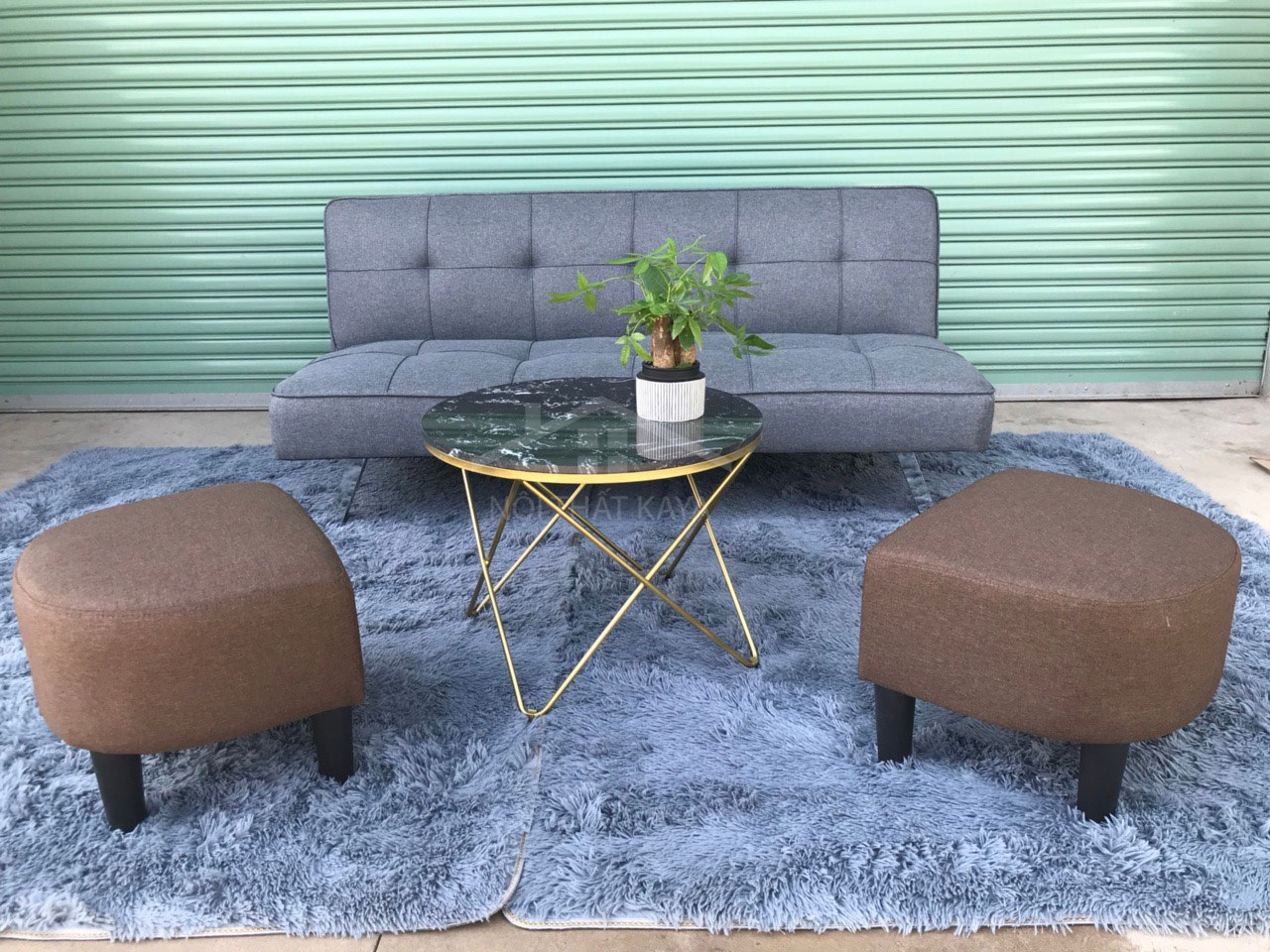 Sofa bed không tay kích thước 170×90 SFB04 màu xanh 2