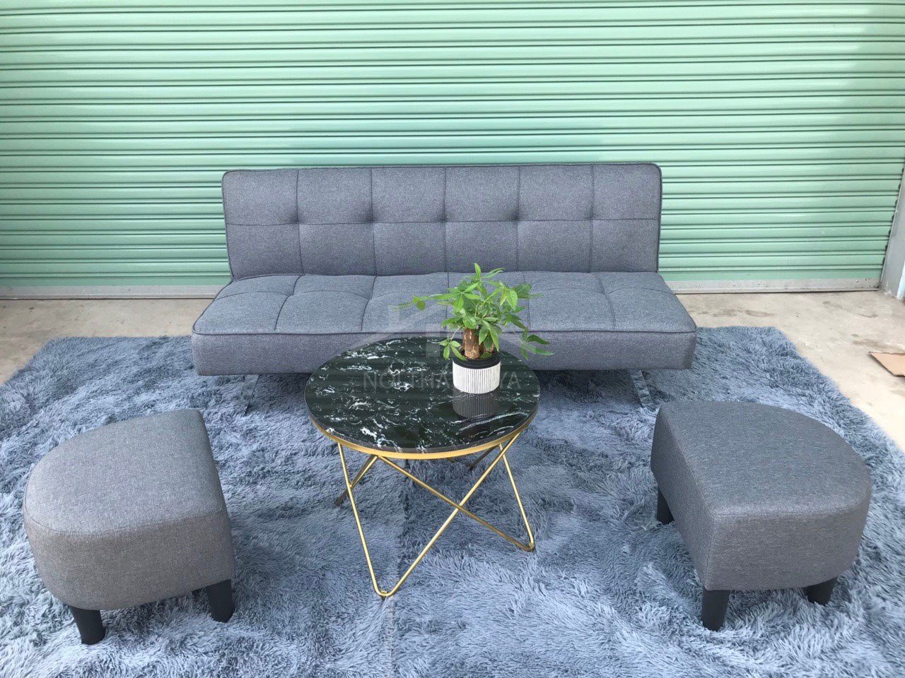 Sofa bed không tay kích thước 170×90 SFB04 màu xanh 3