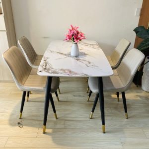 Bộ Bàn Mặt Đá Ceramic Chân Neva - 4 Ghế Nhập Khẩu KY-GH26