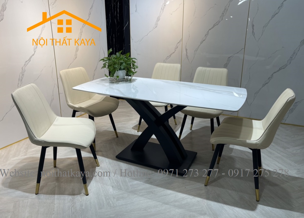 Bộ Bàn Mặt Đá Ceramic Chân X - 6 Ghế Nhập Khẩu KY-GH13 - Ảnh 5
