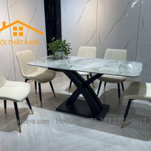 Bộ Bàn Mặt Đá Ceramic Chân X - 6 Ghế Nhập Khẩu KY-GH12