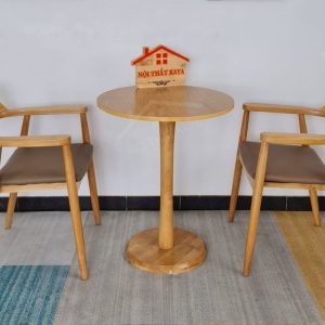 Bộ Bàn Tròn Chân Trụ 2 Ghế Hirosima Tự Nhiên (1)