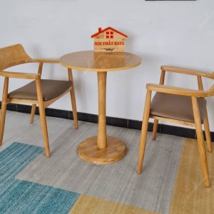 Bộ Bàn Tròn Chân Trụ 2 Ghế Hirosima Tự Nhiên (2)