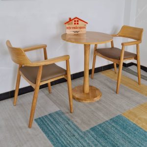 Bộ Bàn Tròn Chân Trụ 2 Ghế Hirosima Tự Nhiên (3)