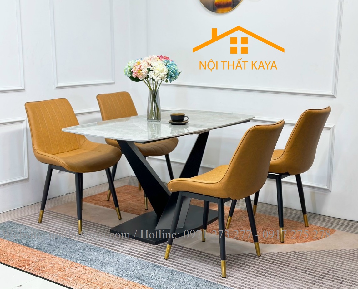 Bộ Bàn Mặt Đá Ceramic Chân X - 4 Ghế Nhập Khẩu KY-GH22 - Ảnh 15