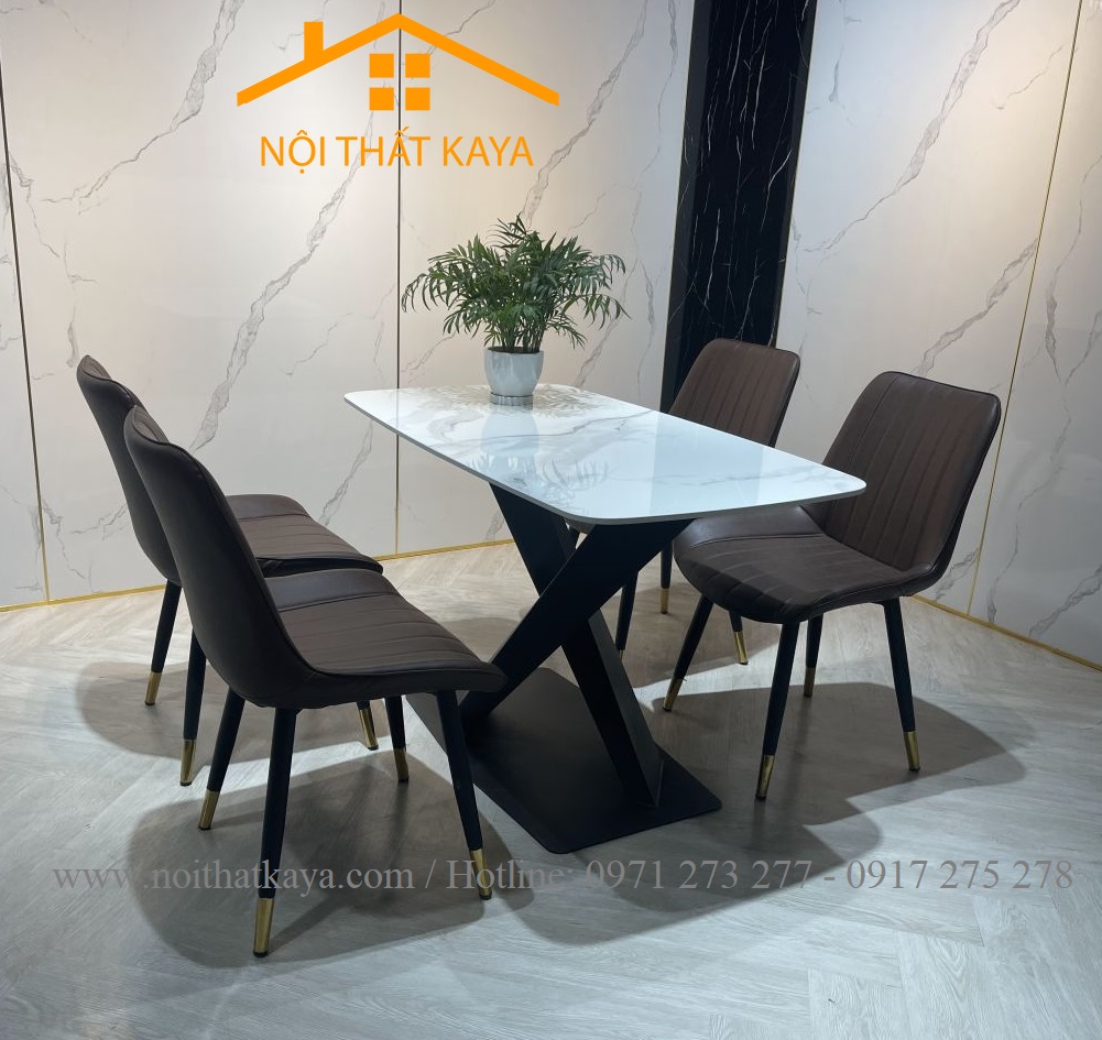 Bộ Bàn Mặt Đá Ceramic Chân X - 4 Ghế Nhập Khẩu KY-GH23 - Ảnh 9