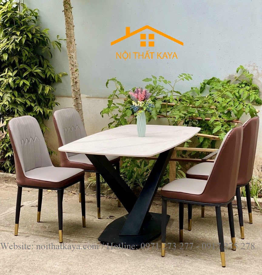 Bộ Bàn Mặt Đá Ceramic Chân A - 4 Ghế Nhập Khẩu KY-GH24 - Ảnh 3