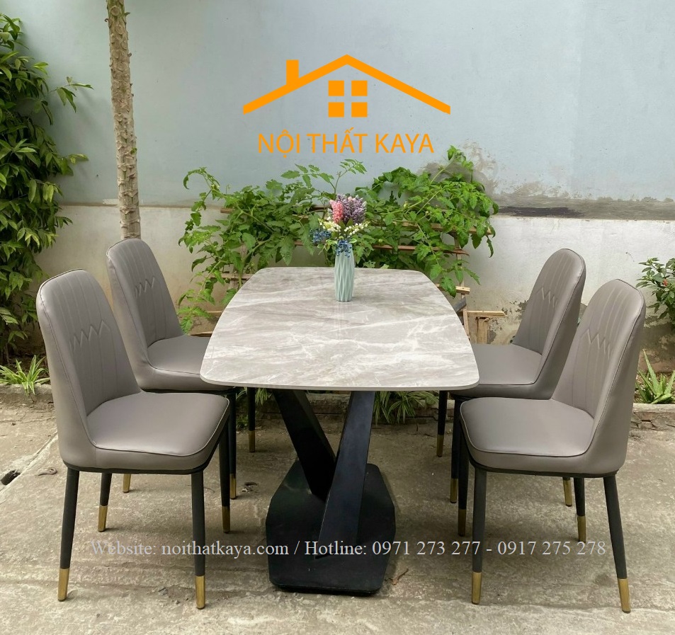 Bộ Bàn Mặt Đá Ceramic Chân A - 4 Ghế Nhập Khẩu KY-GH24 - Ảnh 6