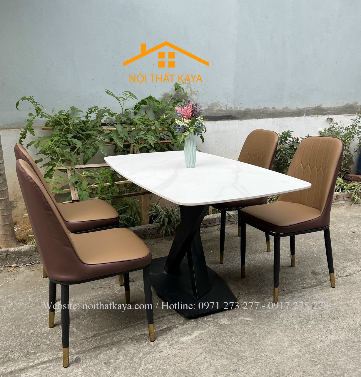 Bộ Bàn Mặt Đá Ceramic Chân A - 4 Ghế Nhập Khẩu KY-GH24 - Ảnh 7