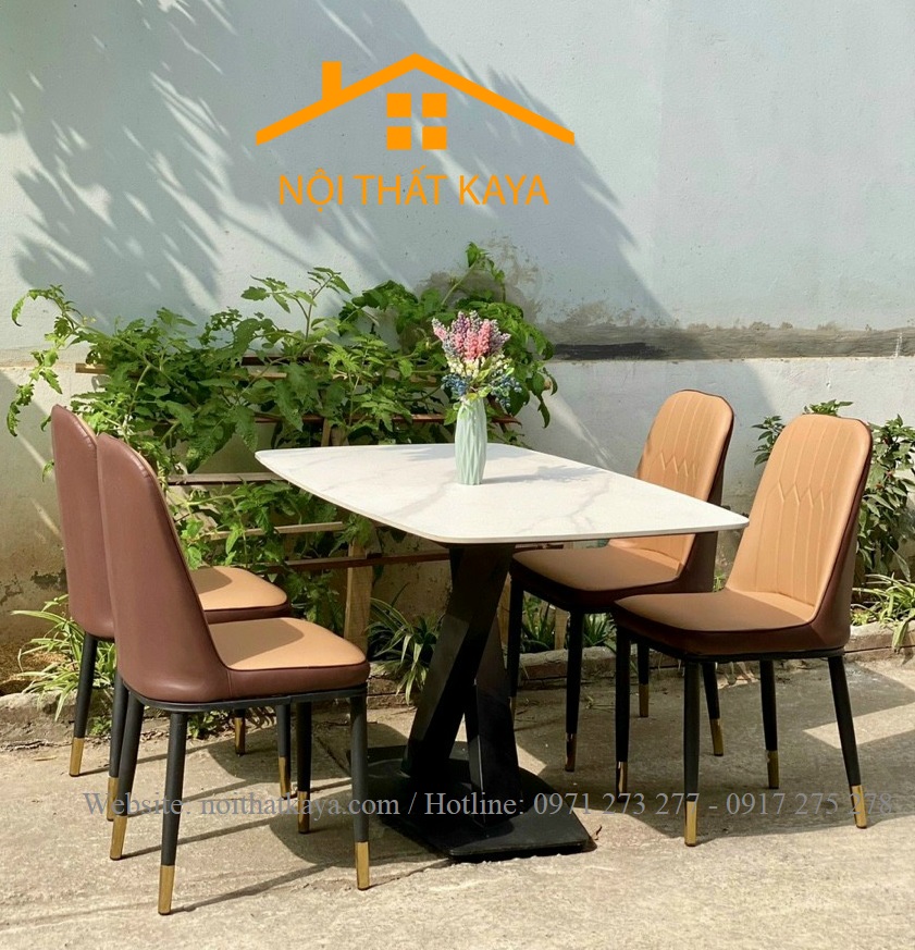 Bộ Bàn Mặt Đá Ceramic Chân A - 4 Ghế Nhập Khẩu KY-GH24 - Ảnh 8
