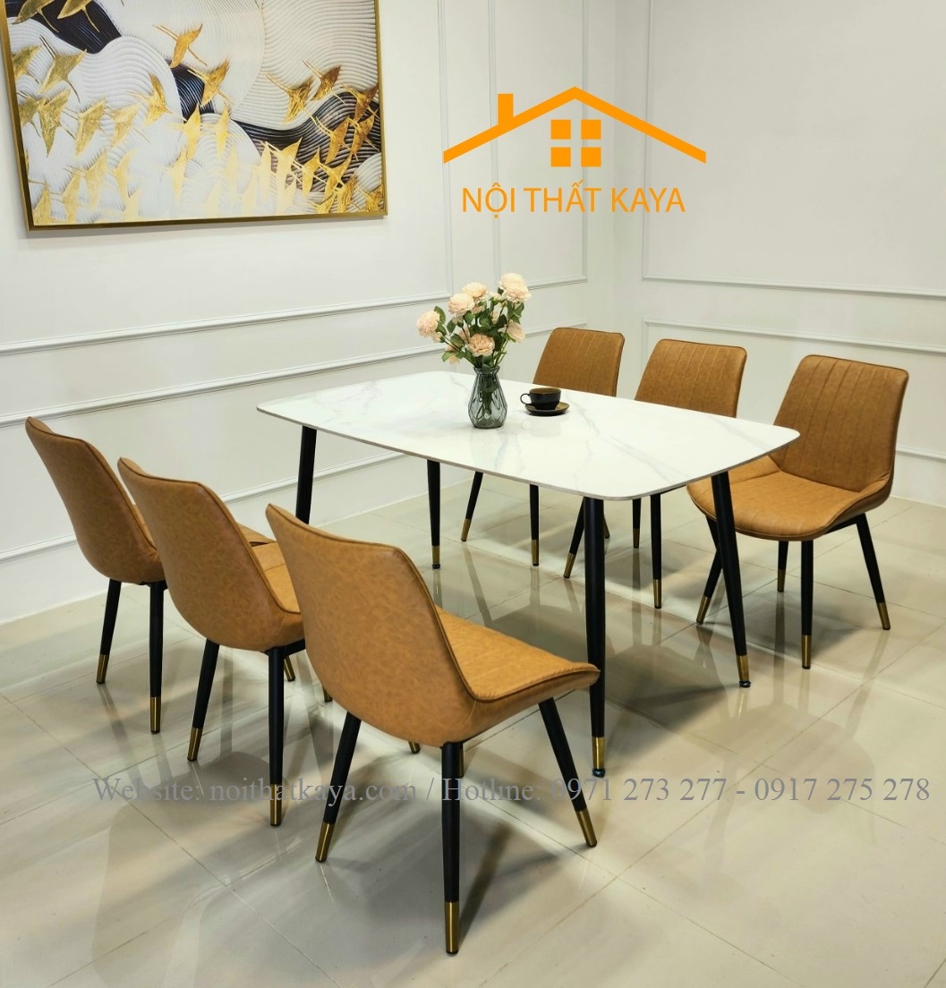 Bộ Bàn Mặt Đá Ceramic Chân Neva - 6 Ghế Nhập Khẩu KY-GH16 - Ảnh 5