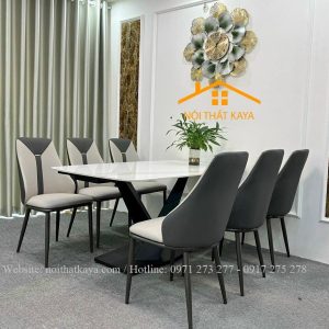 Bộ bàn mặt đá Spot 6 ghế chân X