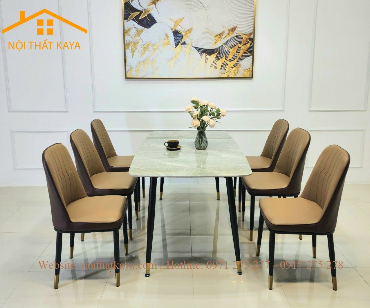 Bộ bàn Monet ko tay 6 ghế chân Neva 2