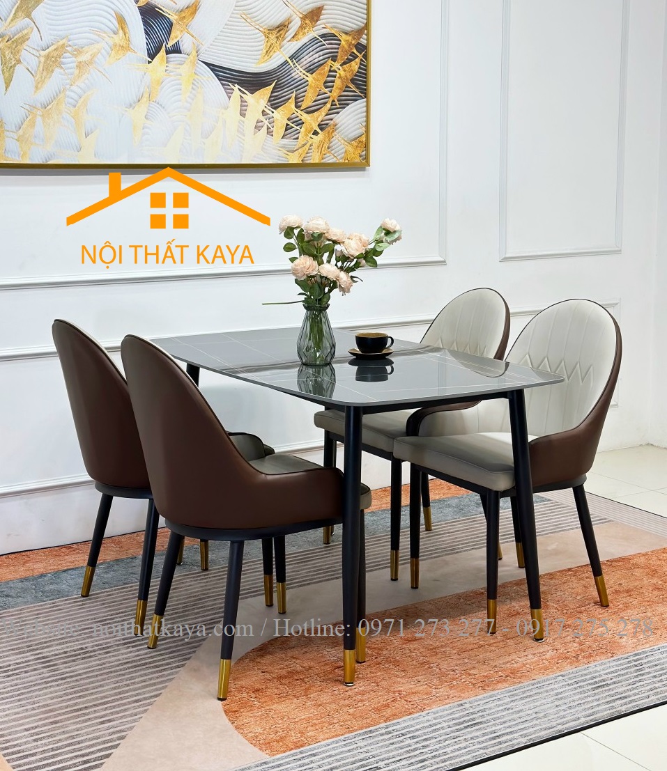 Bộ Bàn Mặt Đá Ceramic Chân Neva - 4 Ghế Nhập Khẩu KY-GH18 - Ảnh 8