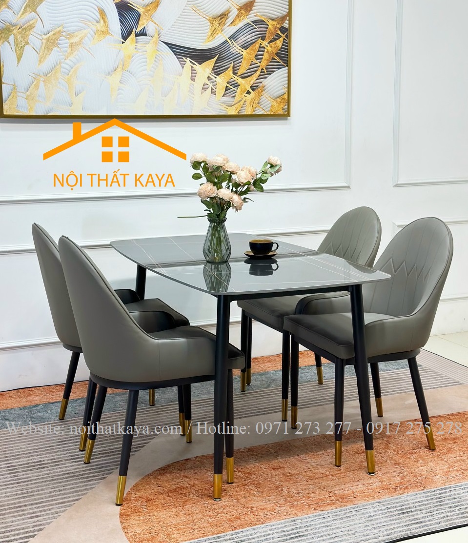 Bộ Bàn Mặt Đá Ceramic Chân Neva - 4 Ghế Nhập Khẩu KY-GH18 - Ảnh 6