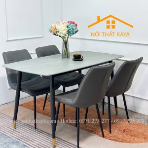 Bộ Bàn Mặt Đá Ceramic Chân Neva - 4 Ghế Nhập Khẩu KY-GH21