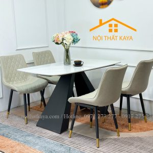 Bộ Bàn Mặt Đá Ceramic Chân A - 4 Ghế Nhập Khẩu KY-GH22
