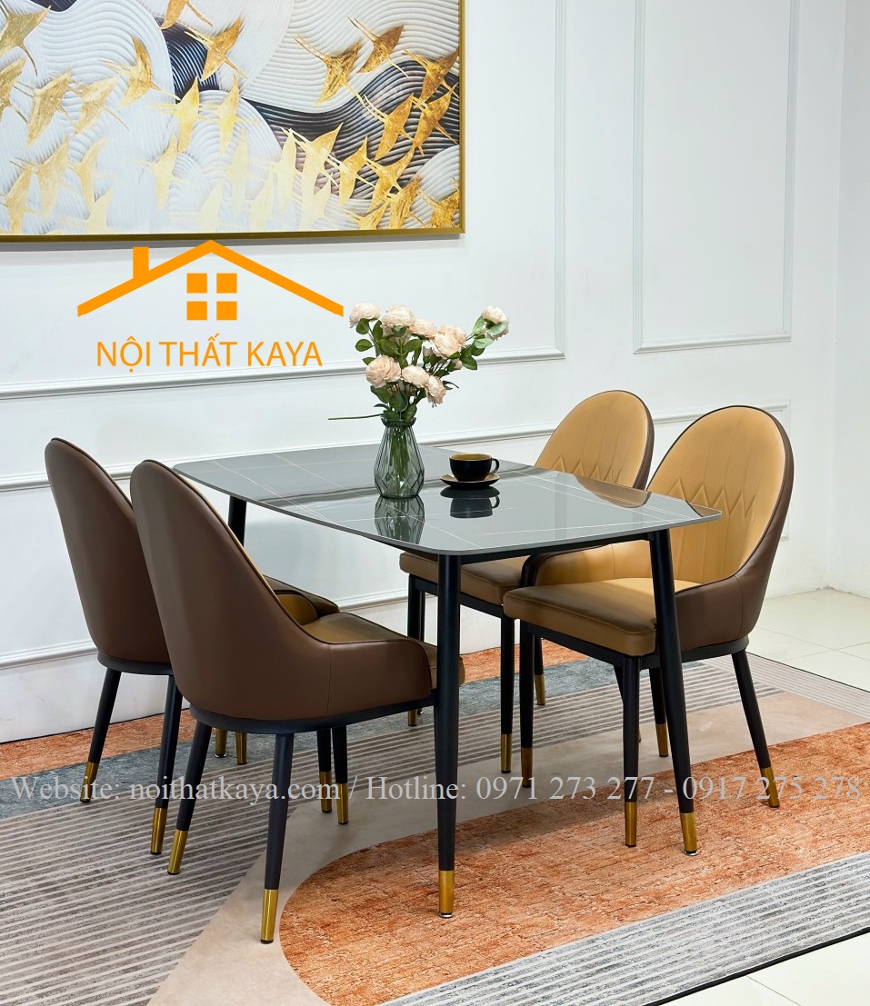 Bộ Bàn Mặt Đá Ceramic Chân Neva - 4 Ghế Nhập Khẩu KY-GH18 - Ảnh 3