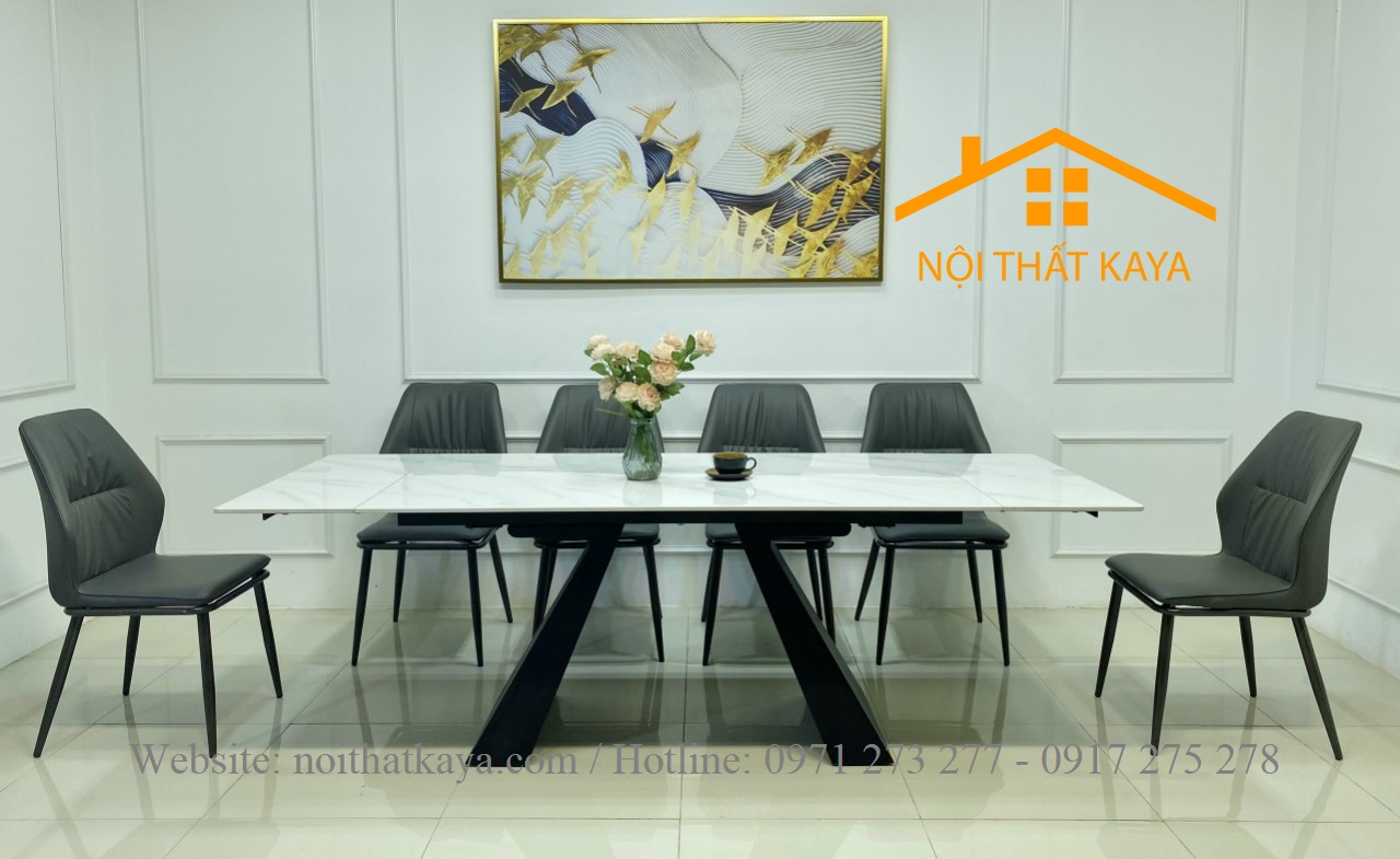 Bộ Bàn Mặt Đá Thông Minh Chân A Kéo Dài – 6 Ghế Nhập Khẩu KY-GH36 - Ảnh 2