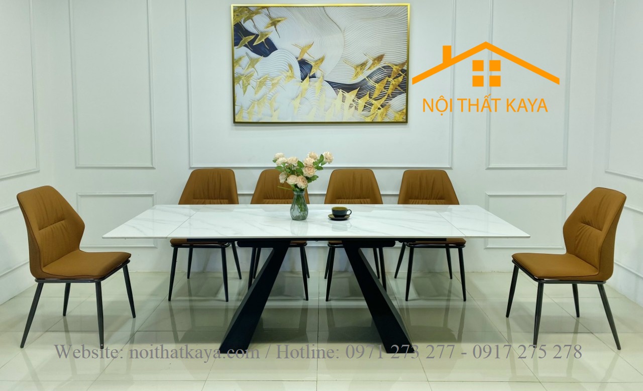 Bộ Bàn Mặt Đá Thông Minh Chân A Kéo Dài – 6 Ghế Nhập Khẩu KY-GH36 - Ảnh 3