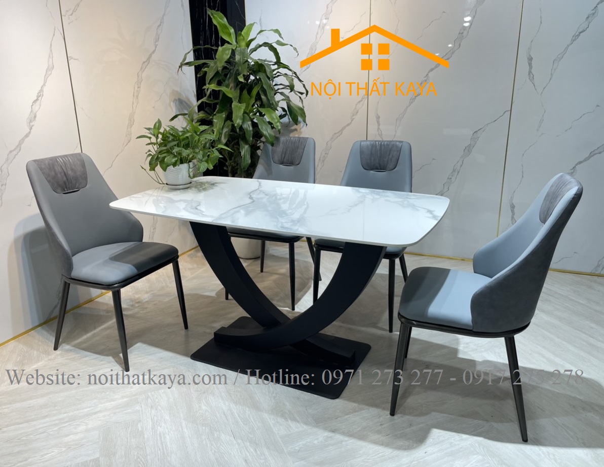 Bộ Bàn Mặt Đá Ceramic Chân U - 4 Ghế Nhập Khẩu KY-GH02 - Ảnh 2