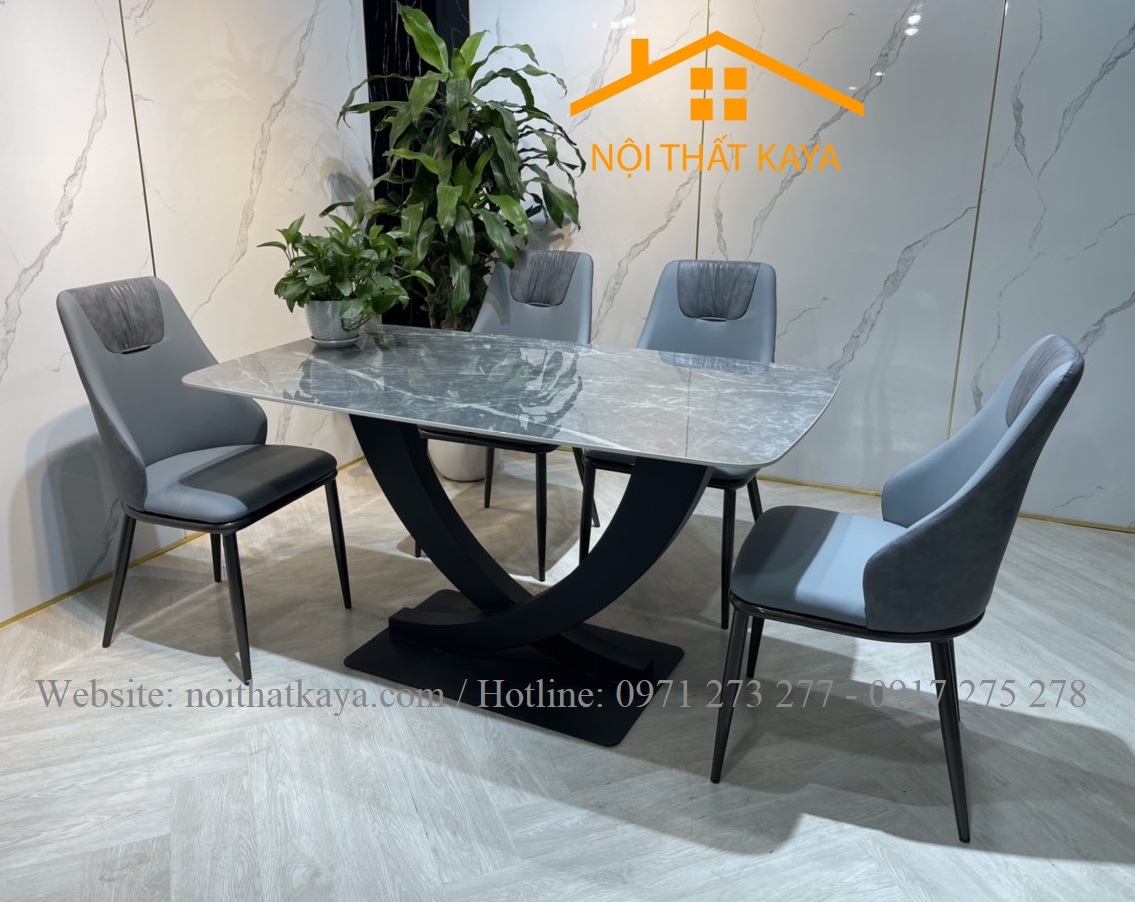 Bộ Bàn Mặt Đá Ceramic Chân U - 4 Ghế Nhập Khẩu KY-GH02 - Ảnh 5