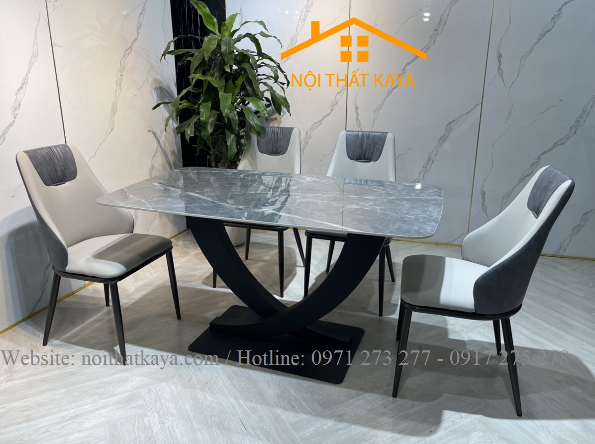 Bộ Bàn Mặt Đá Ceramic Chân U - 4 Ghế Nhập Khẩu KY-GH02 - Ảnh 4