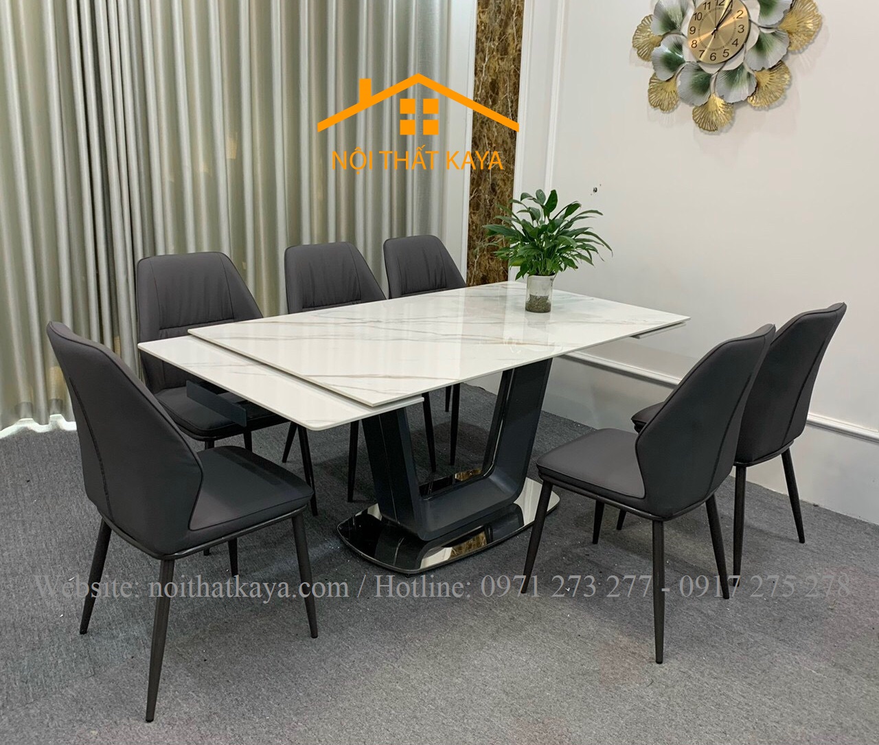 Bộ Bàn Mặt Đá Thông Minh – 6 Ghế Nhập Khẩu KY-GH36