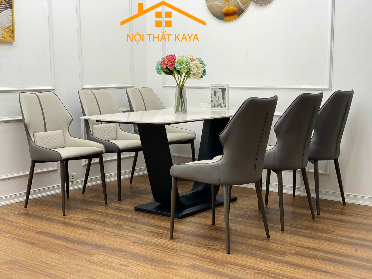 Bộ Bàn Mặt Đá Ceramic Chân U - 6 Ghế Nhập Khẩu KY-GH38 - Ảnh 3