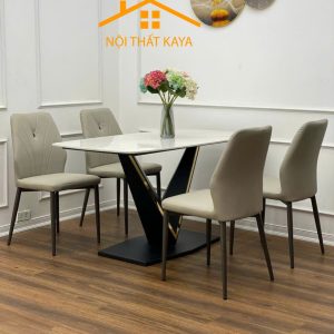Bộ Bàn Mặt Đá Ceramic Chân Venus - 4 Ghế Nhập Khẩu KY-GH42
