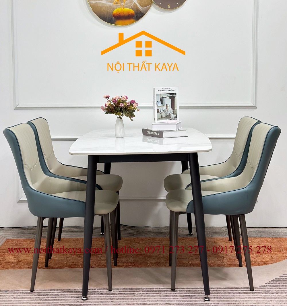 Bộ Bàn Mặt Đá Ceramic Chân Neva - 4 Ghế Nhập Khẩu KY-GH37