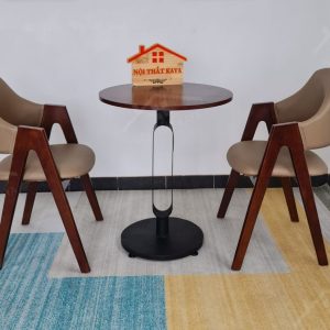 Ema 2 Ghế + Bàn Chân Sắt Ky-gh 101 Nâu (1)