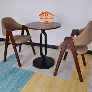 Ema 2 Ghế + Bàn Chân Sắt Ky-gh 101 Nâu (2)