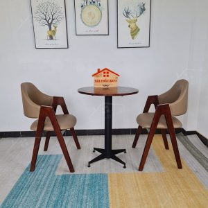 Ema 2 Ghế + Bàn Chân Sắt Ky-gh 102 NÂu
