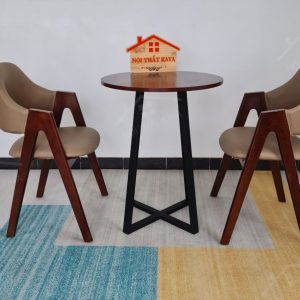 Ema 2 Ghế + Bàn Chân Sắt Ky-gh 103 Nâu (1)