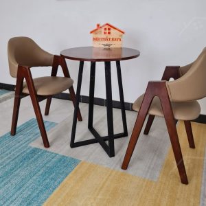 Ema 2 Ghế + Bàn Chân Sắt Ky-gh 103 Nâu (2)