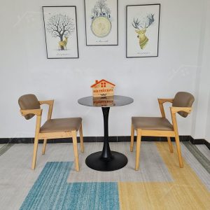 Kai 2 Ghế + Bàn đá Chân Tulip