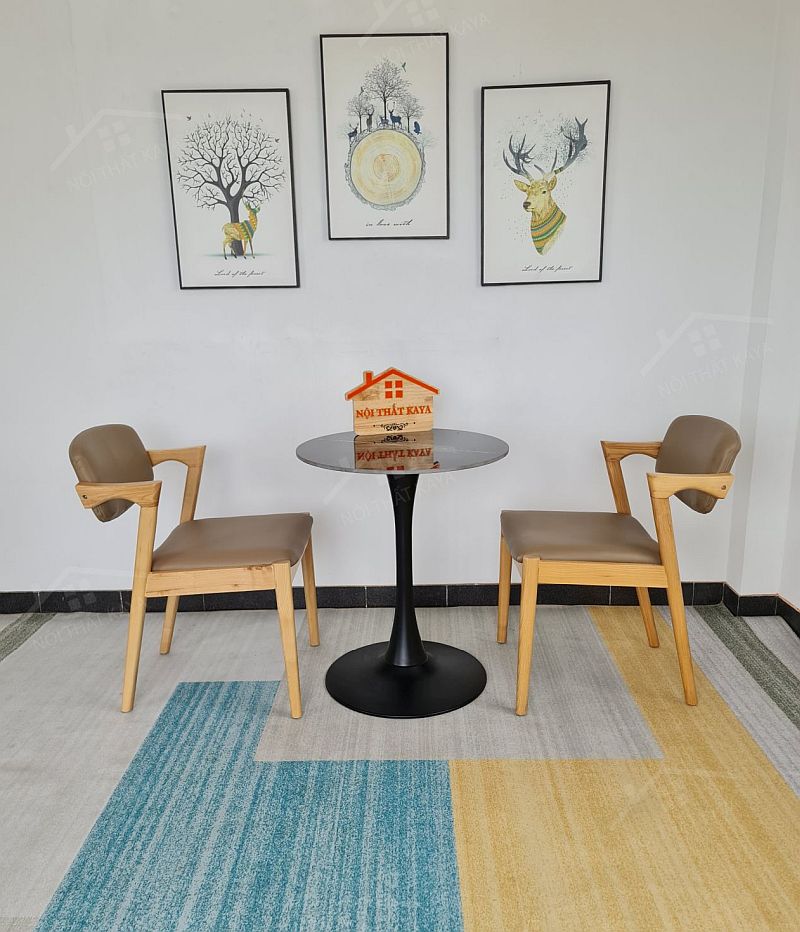 Kai 2 Ghế + Bàn đá Chân Tulip
