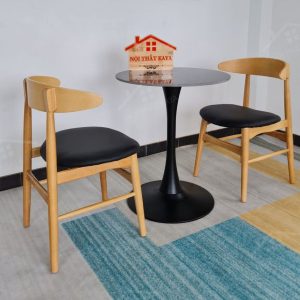 Luna 2 Ghế + Bàn đá Chân Tulip (3)