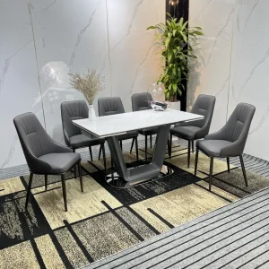 Bộ Bàn Ăn Mặt Đá Thông Minh Kéo Dài U - 6 Ghế Ky-gh39 (2)