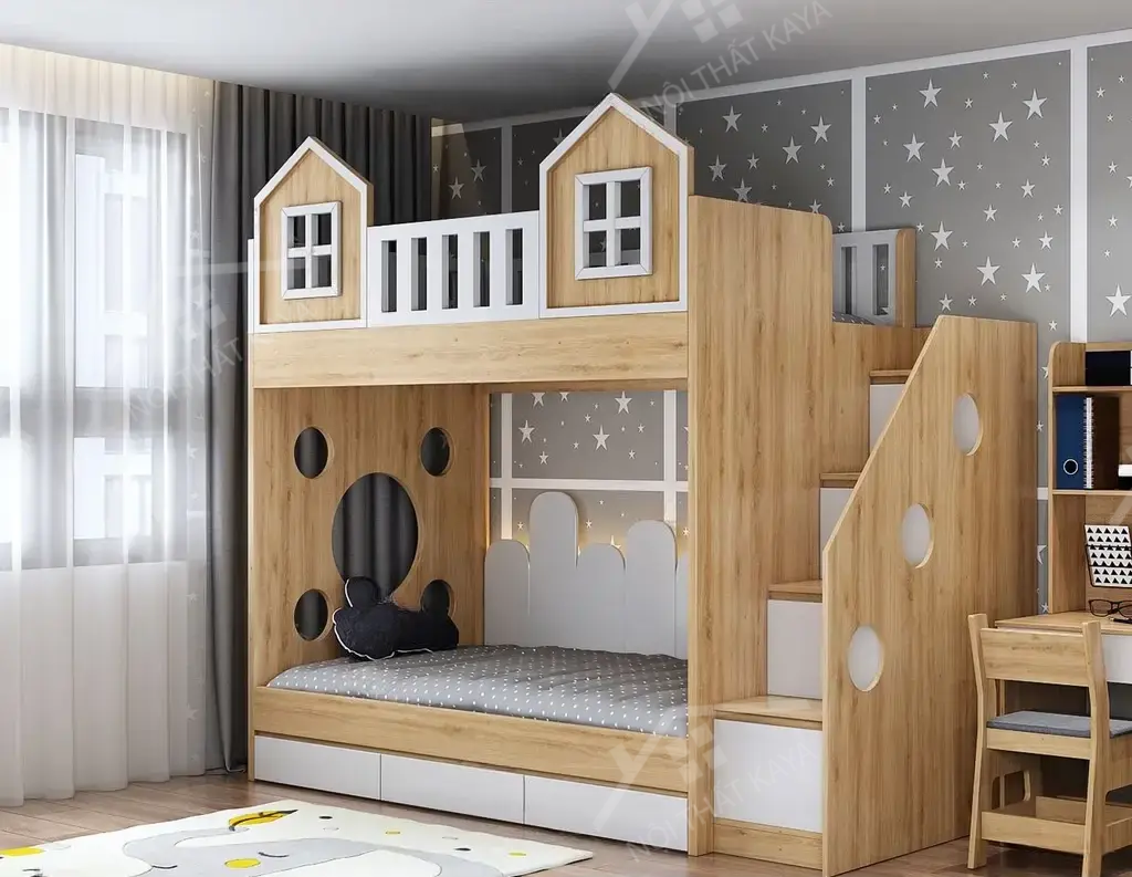 Giường Tầng Gỗ Công Nghiệp 035 (2)