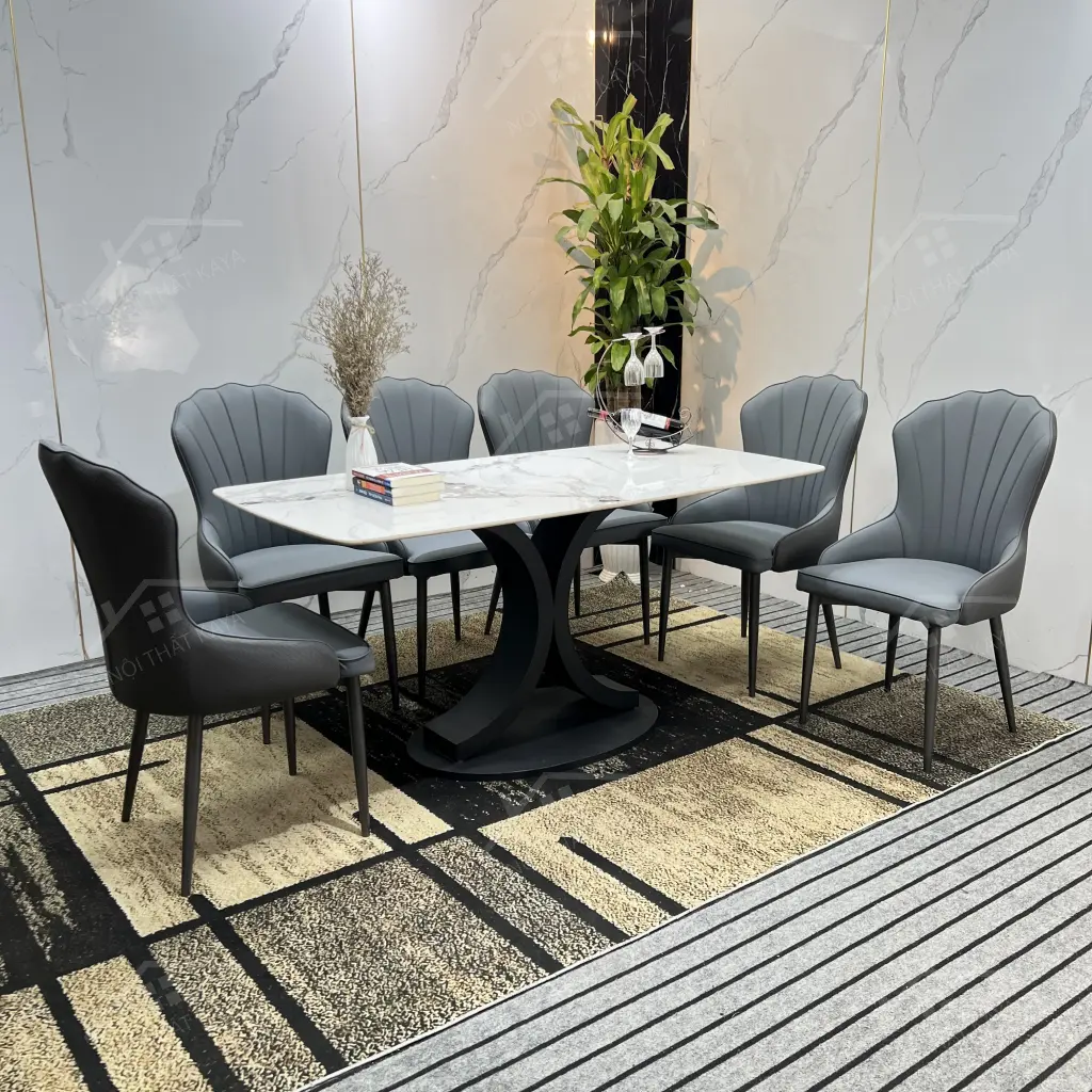 Bộ Bàn Ghế Nhập Khẩu Ella - 6 Ghế - Chân C