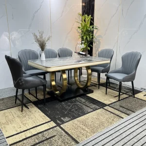 Bộ Bàn Ghế Nhập Khẩu Ella - 6 Ghế - Chân Double Q