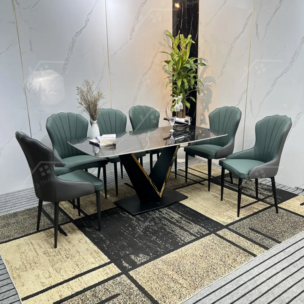 Bộ Bàn Ghế Nhập Khẩu Ella - 6 Ghế - Chân U