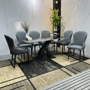 Bộ Bàn Ghế Nhập Khẩu Ella - 6 Ghế - Chân X